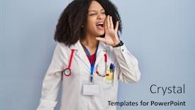  Presentation with doctor african - PPT layouts with young-african-american-woman-wearing background and a light blue colored foreground