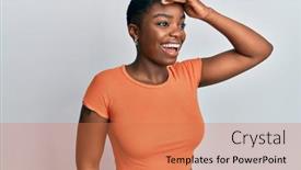  Presentation with far away - Slide set enhanced with young-african-american-woman-wearing background and a coral colored foreground