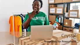  Presentation with african charity - Slides consisting of young-african-american-woman-wearing background and a coral colored foreground