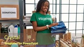  Presentation with african charity - Slide set with young-african-american-woman-wearing background and a tawny brown colored foreground