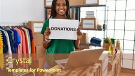  Presentation with african charity - PPT theme featuring young-african-american-woman-wearing background and a red colored foreground