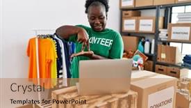  Presentation with american sign language - Presentation theme consisting of young-african-american-woman-wearing background and a  colored foreground