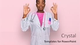  Presentation with doctor african - Presentation theme with young-african-american-woman-wearing background and a lemonade colored foreground