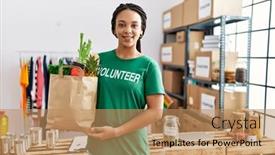  Presentation with african charity - Slide set enhanced with young-african-american-woman-wearing background and a coral colored foreground