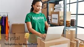  Presentation with african charity - PPT layouts enhanced with young-african-american-woman-wearing background and a coral colored foreground