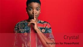  Presentation with african america - Presentation theme with young-african-american-woman-wearing background and a red colored foreground