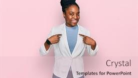  Presentation with african american business - PPT layouts having young-african-american-woman-wearing background and a lemonade colored foreground