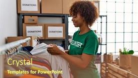  Presentation with african charity - Slide set having young-african-american-woman-wearing background and a red colored foreground