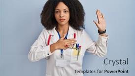  Presentation with doctor african - Slides having young-african-american-woman-wearing background and a light blue colored foreground