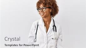  Presentation with doctor african - Presentation design having young-african-american-woman-wearing background and a white colored foreground