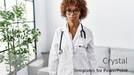  Presentation with doctor african - Presentation enhanced with young-african-american-woman-wearing background and a light gray colored foreground