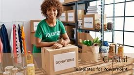  Presentation with african charity - Slide set with young-african-american-woman-wearing background and a coral colored foreground