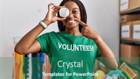  Presentation with canned food - Presentation consisting of young-african-american-woman-wearing background and a ocean colored foreground