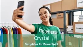  Presentation with african charity - Presentation with young-african-american-woman-wearing background and a ocean colored foreground