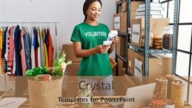  Presentation with african charity - PPT theme with young-african-american-woman-wearing background and a coral colored foreground