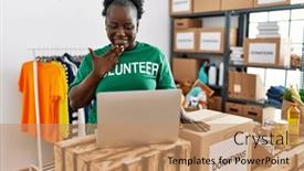  Presentation with american sign language - Slide set having young-african-american-woman-wearing background and a coral colored foreground