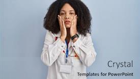  Presentation with sadness - PPT theme featuring young-african-american-woman-wearing background and a light blue colored foreground