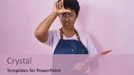  Presentation with african people - Slides enhanced with young-african-american-woman-wearing background and a soft green colored foreground