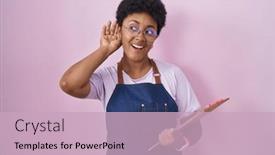  Presentation with waitress - Slides consisting of young-african-american-woman-wearing background and a soft green colored foreground