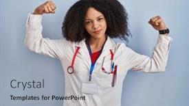  Presentation with proud american - Slide set enhanced with young-african-american-woman-wearing background and a light gray colored foreground