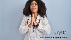  Presentation with praying hands - Presentation theme consisting of young-african-american-woman-wearing background and a light blue colored foreground