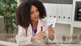  Presentation with record - Theme with young-african-american-woman-wearing background and a coral colored foreground