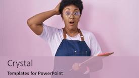  Presentation with african american talent show - Presentation design having young-african-american-woman-wearing background and a soft green colored foreground