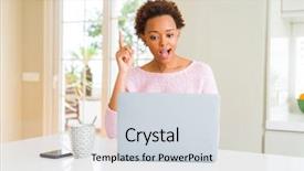  Presentation with working - Colorful slide set enhanced with young african american woman working backdrop and a sky blue colored foreground