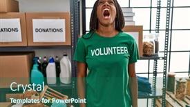  Presentation with working - PPT layouts consisting of young-african-american-woman-working background and a ocean colored foreground