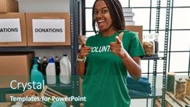  Presentation with american energy - Theme with young-african-american-woman-working background and a ocean colored foreground