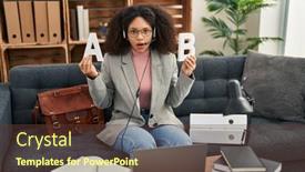  Presentation with working - PPT theme consisting of young-african-american-woman-working background and a tawny brown colored foreground