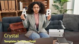  Presentation with working - PPT layouts consisting of young-african-american-woman-working background and a tawny brown colored foreground