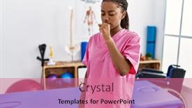  Presentation with health-care - Slide deck consisting of young-african-american-woman-working background and a coral colored foreground