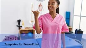  Presentation with face pain - PPT theme having young-african-american-woman-working background and a teal colored foreground