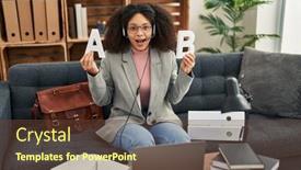  Presentation with working - Slide set having young-african-american-woman-working background and a tawny brown colored foreground