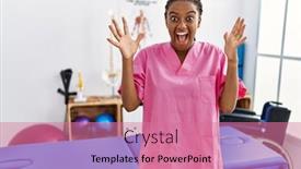  Presentation with working - Theme having young-african-american-woman-working background and a coral colored foreground