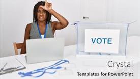  Presentation with political woman - PPT theme consisting of young-african-american-woman-working background and a  colored foreground