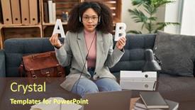  Presentation with working woman - Slide set consisting of young-african-american-woman-working background and a tawny brown colored foreground