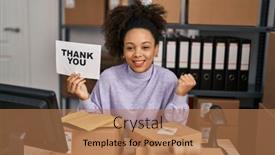  Presentation with proud american - Presentation design featuring young-african-american-woman-working background and a coral colored foreground