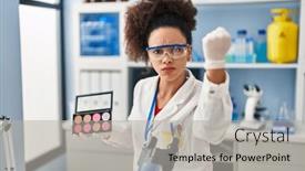  Presentation with yelling - PPT theme enhanced with young-african-american-woman-working background and a light gray colored foreground