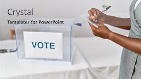  Presentation with writing - Slide deck consisting of young-african-american-woman-writing background and a light gray colored foreground