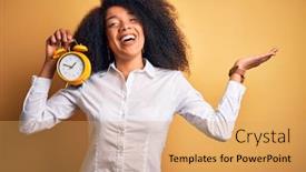  Presentation with afro - PPT theme enhanced with young-african-american-woman background and a yellow colored foreground