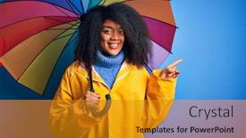  Presentation with under umbrella - Cool new theme with young-african-american-woman backdrop and a gold colored foreground