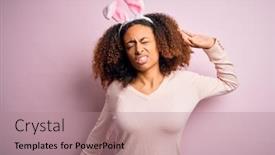  Presentation with afro - Colorful PPT theme enhanced with young-african-american-woman backdrop and a coral colored foreground