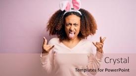  Presentation with rock music - Cool new theme with young-african-american-woman backdrop and a coral colored foreground