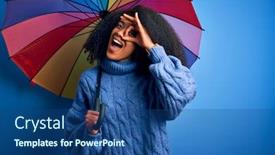  Presentation with colorful eye - Cool new presentation theme with young-african-american-woman backdrop and a ocean colored foreground