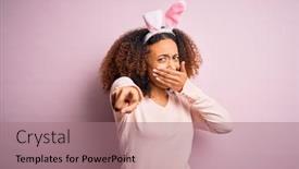  Presentation with afro - Cool new presentation theme with young-african-american-woman backdrop and a coral colored foreground
