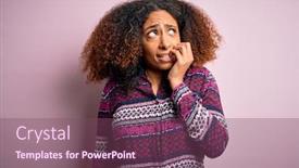  Presentation with pink nails - PPT theme with young-african-american-woman background and a violet colored foreground