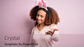  Presentation with business pink - Cool new presentation with young-african-american-woman backdrop and a coral colored foreground