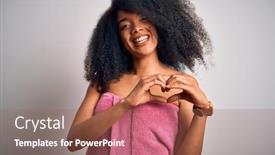  Presentation with african beauty - Slide deck having young-african-american-woman background and a violet colored foreground